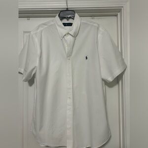 White Collared Dress Short Sleeve Polo Shirt